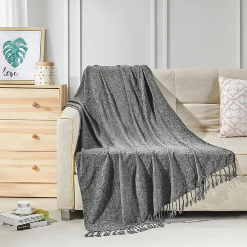 Vista 33 de Bourina - Manta de chenilla de punto, ligera, suave, acogedora, para cama, sofá, silla