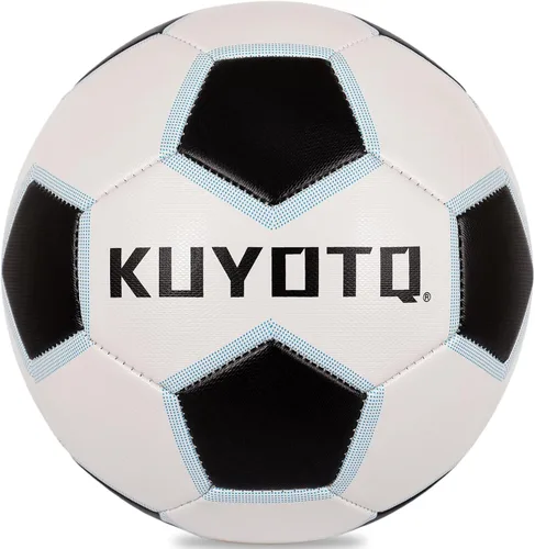 Vista 9 de KUYOTQ Soccer Ball, Machine Stitched PU/TPU Leather Soccer Ball Match & Training for Kids Youth Adult, Professional Construction for Durable in and
