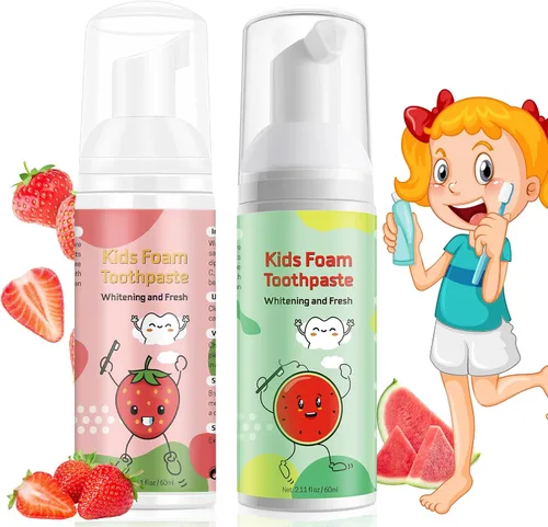 Vista 13 de Pasta de dientes de espuma para niños, 4 paquetes de pasta de dientes de espuma para cepillo de dientes eléctrico en forma de U, pasta de dientes