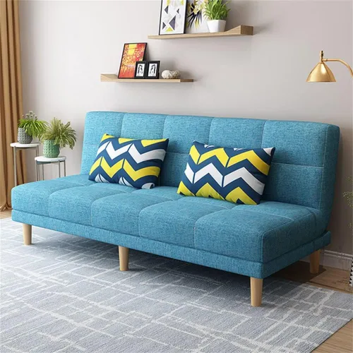 Vista 16 de LAKIQ Sofá cama moderno de mezcla de lino, futón para sala de estar, dormitorio, sofá cama convertible de espuma viscoelástica, sofá cama de día