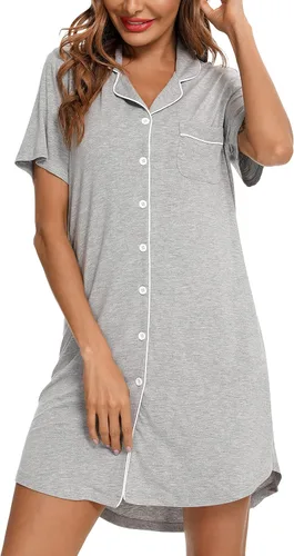 Vista 2 de Leikar Camisón de maternidad para mujer, pijama de lactancia de manga larga