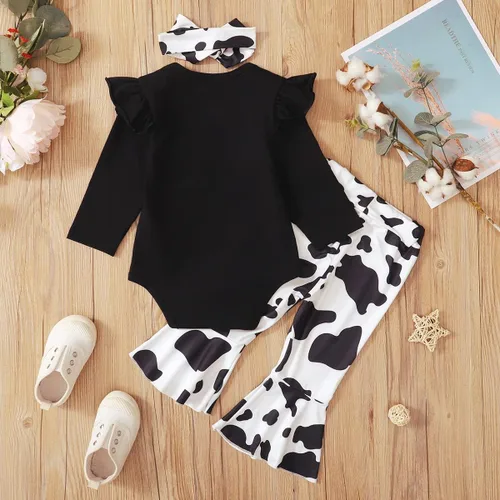 Vista 5 de Detigee Traje de primer cumpleaños para niñas, traje de cumpleaños de vaca, ropa de primer cumpleaños para bebés