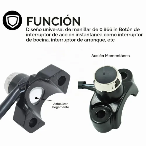 Vista 5 de Interruptor de control de manubrio de motocicleta de aluminio, botón de claxon y arranque de acción momentánea de 7/8 pulgadas con dos conectores