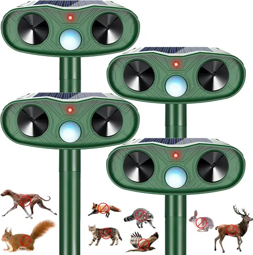 Vista 3 de Repelente solar de animales para exteriores, repelente de mapaches con sensor de movimiento para mantener el mapache, ciervo, mofeta, perro fuera