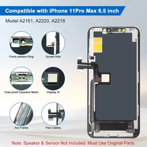 Vista 9 de para iPhone 11 Pro Max Reemplazo de Pantalla, Mayorista Completa Full HD 6.5 Pulgadas COF LCD Visualización 3D Touch Digitalizador Ensamblaje