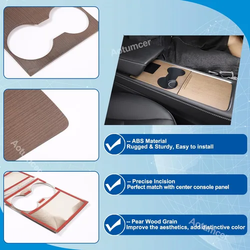 Vista 4 de Kit de cubierta de consola central, cubierta de consola central de ABS para Tesla Model 3 2021-2023, a prueba de líquidos, protección UV, lujosa
