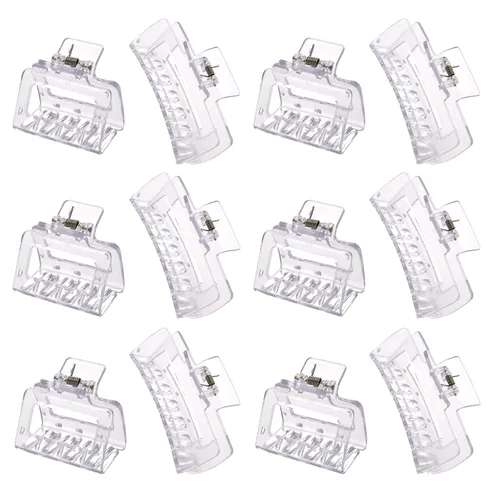 Vista 11 de Paquete de 12 pinzas tipo garra cuadradas negras, pinzas tipo garra rectangulares grandes y pequeñas neutrales, pinzas para cabello grandes mate