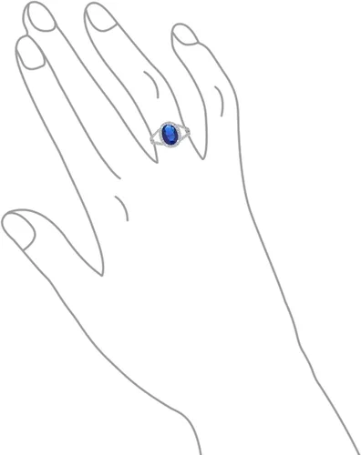 Vista 3 de Anillo de cóctel estilo Art Deco Vintage con solitario ovalado grande AAA CZ Baguette Halo Simulado Zafiro Azul Verde - 5-15 CTW Personalizable