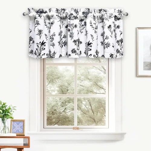 Vista 2 de DriftAway Sylvia - Cortina opaca con aislamiento térmico y estampado de acuarela, con estampado de hierbas botánicas florales, bolsillo para barra