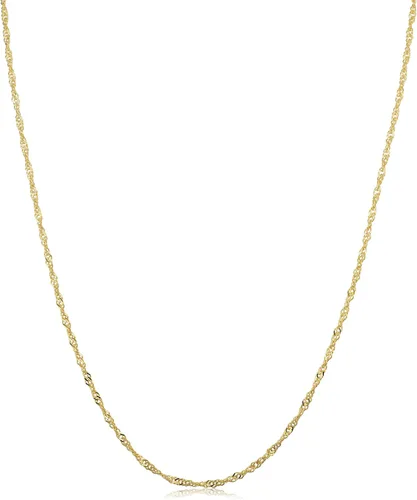 Vista 8 de Kooljewelry Cadena clásica de Singapur para mujer, collar de cadena de oro amarillo de 10 quilates, acabado pulido