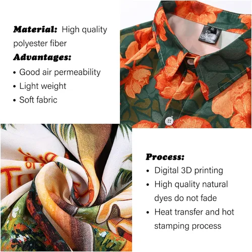 Vista 5 de Camisa hawaiana personalizada con imagen de mascota, divertida camisa hawaiana con cara personalizada divertida camisas con botones para hombres