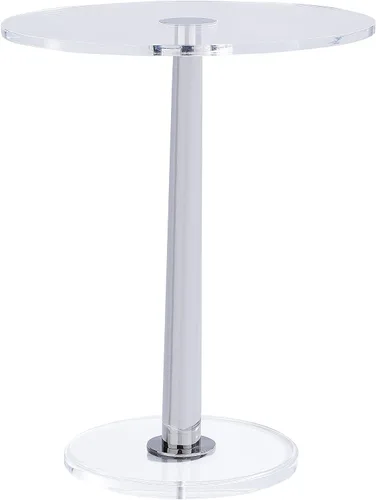 Vista 8 de Mesa de acrílico transparente con poste de metal de cono (pequeña, oro cepillado)