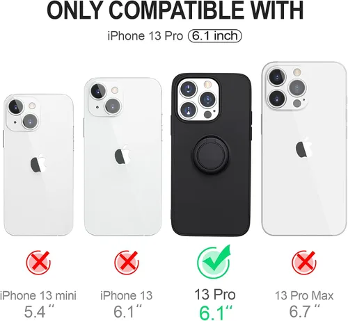 Vista 7 de Hython Funda para iPhone 13 Pro con soporte de anillo [soporte de anillo giratorio de 360° con soporte magnético] [forro de microfibra suave] Funda