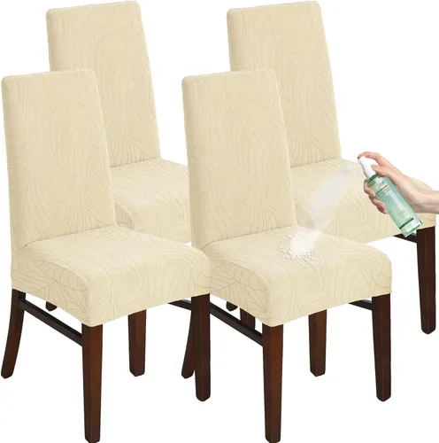 Vista 16 de Fundas de silla para comedor Fundas de jacquard impermeables (negro, 2 piezas) Las fundas de jacquard elásticas impermeables refrescan las sillas