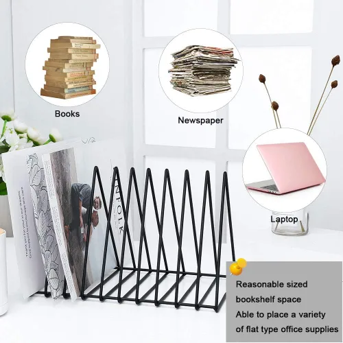 Vista 9 de Urban Deco Organizador de escritorio triangular, soporte para revistero de alambre de metal, 10 secciones, organizador de carpetas de archivos