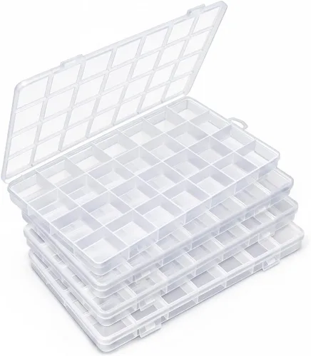 Vista 7 de IOOLEEM Caja organizadora de cuentas de plástico de 15 rejillas, caja de almacenamiento de contenedores, divisores para artes y manualidades