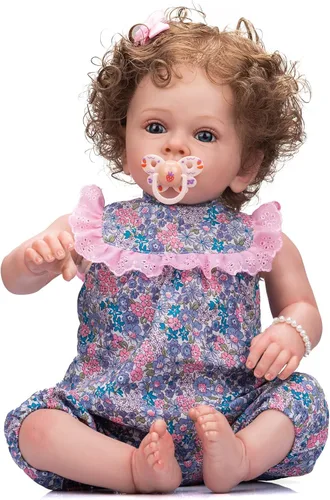 Vista 5 de Reborn Baby Dolls - Muñeca realista de silicona de 23 pulgadas que parece un bebé real, muñeca realista y viva ponderada, recién nacida, recién