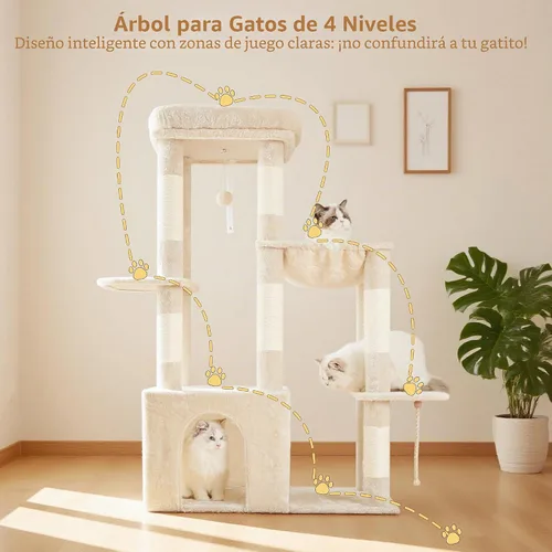 Vista 2 de Heybly Árbol para gatos resistente con base grande para gatos grandes de Beige