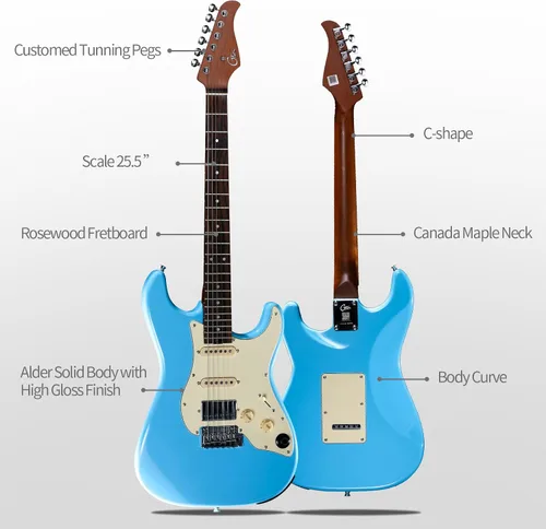 Vista 3 de GTRS S800 Kit de guitarra eléctrica inteligente con sistema de efectos, recogida HHS, máquina de tambor de bucle, batería de 12 horas de duración