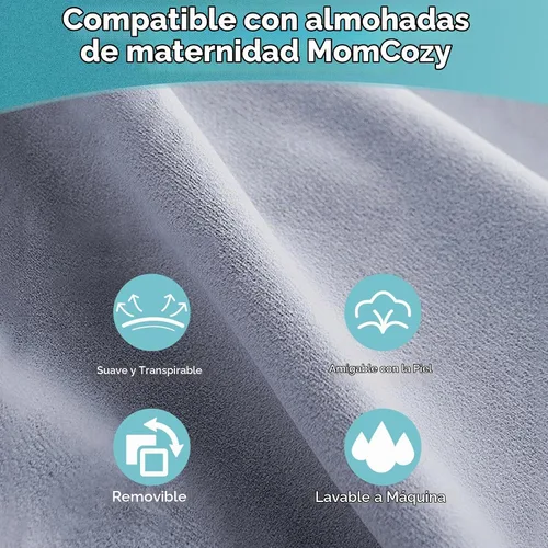 Vista 2 de Funda de repuesto para almohada de embarazo compatible con almohadas Momcozy, extraíble y lavable, funda de almohada suave en forma de U, protector