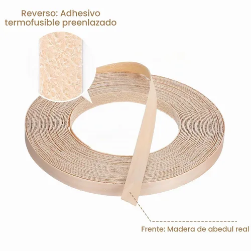 Vista 5 de Bandas de borde de abedul de 1/2 pulgada x 50 pies para planchar en bordes de chapa de madera, banda de borde de chapa de abedul para planchar