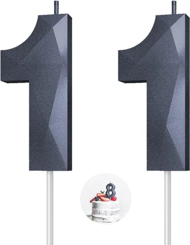 Vista 162 de Velas de cumpleaños con números (0 velas negras), forma de diamante 3D, decoración de pastel de feliz cumpleaños para niños y hombres, cumpleaños