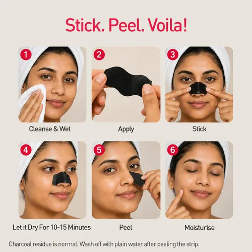 Vista 6 de Sirona Tiras de nariz de carbón de bambú para mujer, paquete de 8, eliminación instantánea e indolora de puntos blancos, puntos negros, limpiador