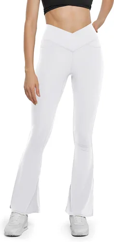 Vista 87 de HEGALY Pantalones de yoga acampanados para mujer, leggings cruzados, suaves, de cintura alta, pantalones casuales de entrenamiento con corte de bota