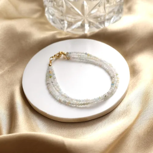 Vista 38 de Gempires - Pulseras de cuentas naturales de múltiples hebras, ligeras, hechas a mano, hipoalergénicas, de 8 pulgadas, chapadas en oro, elegantes