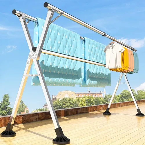 Vista 5 de Heavy Duty Stainless Steel Clothes Drying Rack - Foldable Portable Laundry Drying Rack for Indoor Outdoor Use - Foldable Clothing Rack