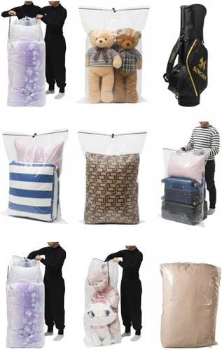 Vista 4 de Bolsas de plástico grandes multiusos con cordón para guardar la bolsa de golf, colchón de picnic bueno para organizar el hogar, juego reutilizable
