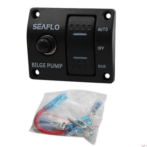 Vista 7 de SEAFLO Panel de interruptores de bomba de sentina de 3 vías (automático-apagado manual) 12v 24v con disyuntor integrado de 15 A