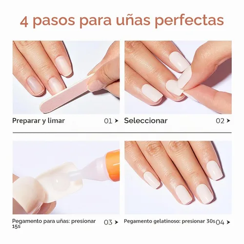 Vista 9 de modelones 64 uñas postizas de punta francesa a presión, uñas postizas cortas de almendra a presión con pegamento de uñas, pestañas adhesivas, lima