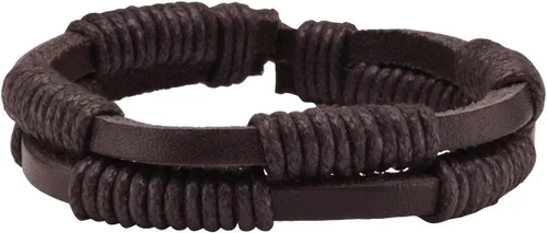Vista 7 de Eigso Pulsera punk unisex de piel sintética con cuentas de madera para hombres y mujeres, cordón ajustable