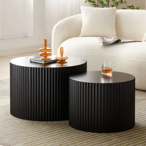 Vista 24 de WILLIAMSPACE Mesa de café lateral pequeña con forma de giro única, mesa de acento final moderna para sofá de sala de estar, estilo retro de granja