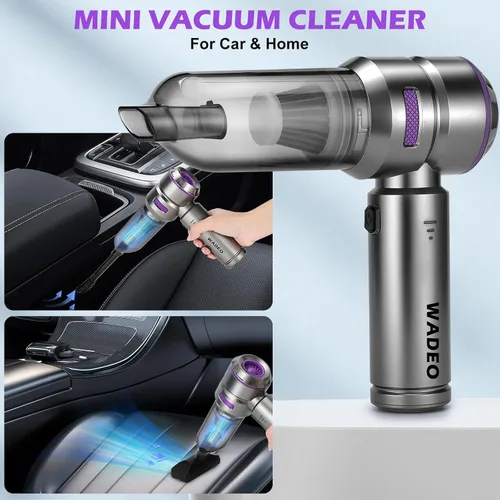 Vista 2 de WADEO Aspiradora de mano inalámbrica, 4 en 1 21000 PA sin escobillas para automóvil y 210000 rpm, soplador de aire de batería de 7500 mAh