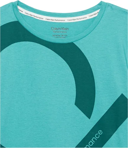 Vista 2 de Calvin Klein Girls' Short Sleeve Performance T-Shirt, Crew-Neck Neckline & Logo Detailing