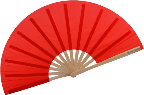 Vista 8 de Abanicos de mano plegables de bambú grandes, color rojo, ventilador KunFu para eventos, bailes, espectáculos, festivales, regalo (todo rojo)