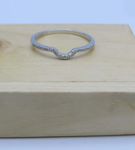 Vista 4 de Dazzlingrock Collection Anillo de boda de 0,11 quilates (quilates) con diamantes blancos redondos para mujer, oro de 14 quilates