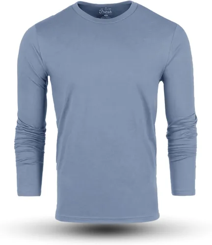 Vista 7 de Fresh Clean Threads Camiseta de manga larga para hombre, preencogida, suave, ajustada, clásica, de primera calidad, camisetas de algodón y poliéster
