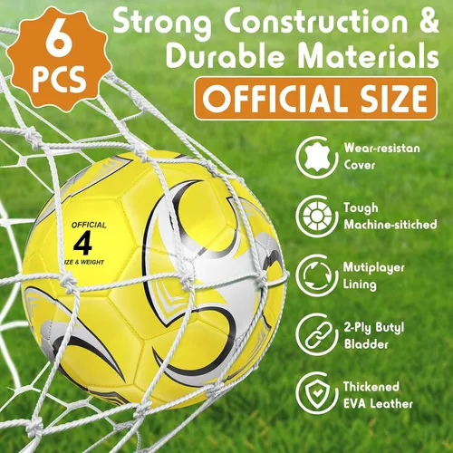 Vista 4 de 6 pelotas de fútbol de tamaño a granel 5/4/3 desinfladas con bomba para jóvenes y adultos, práctica de entrenamiento, fútbol para escuela, deportes