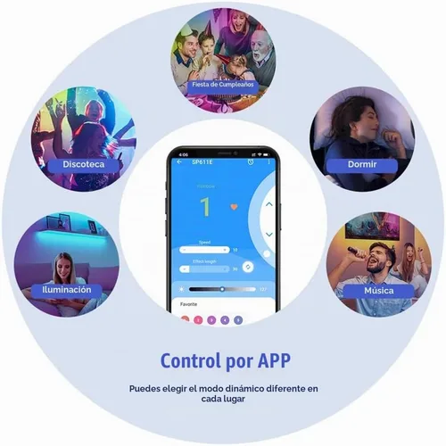 Vista 6 de Controlador LED SP611E Aplicación de música Bluetooth para WS2811WS2812 Tira de luz LED direccionable IR38 teclas DC5V 24V Multicolor