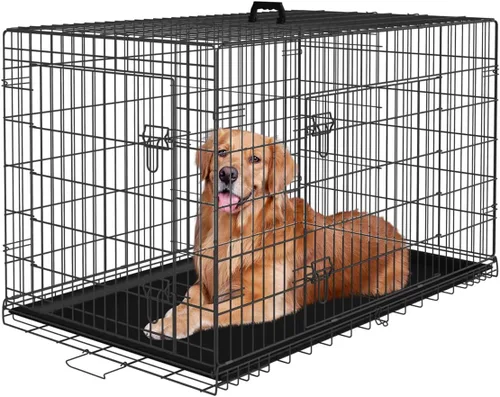 Vista 21 de PayLessHere Jaula para Perros de 46 cm para Perros Pequeños, Jaula de Metal de Puerta Única Plegable para Viajes, Interior y Exterior, con Divisores