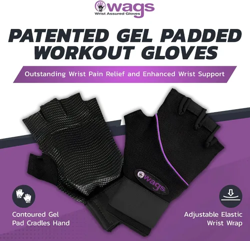 Vista 2 de WAGs Ultra Guantes de muñeca asegurados, soporte de entrenamiento para mujeres y hombres, almohadilla de gel ergonómica patentada y envoltura