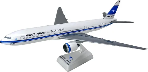 Vista 2 de Kuwait 777-200 Modelo a escala 1:200 Avión - Modelo de avión de plástico Snap-Fit - Réplica coleccionable de aviones de Kuwait Airlines - Parte