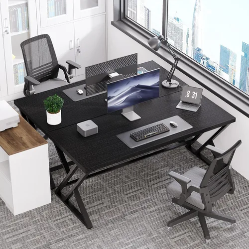 Vista 8 de LVB Escritorio moderno negro de la oficina del metal y de madera