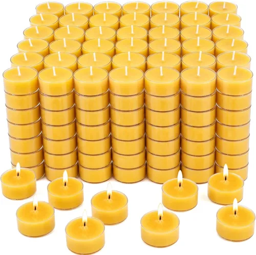 Vista 7 de DEYBBY Velas de té de cera de abeja natural sin perfume, paquete de 10