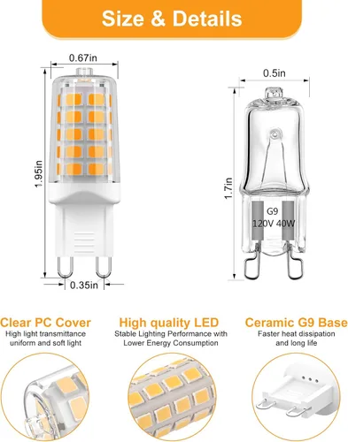 Vista 3 de Bombilla LED G9 4W equivalente a 40 W, 3000 K, blanco cálido
