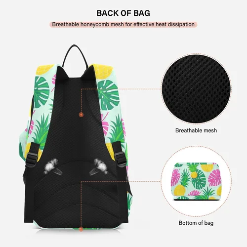 Vista 4 de Tennis Racquet Ball Bag Breathable Summer Pineapple Palm Leaf Blue Multiple Tennis Badminton Racket Bag for Tennis, Badminton, Pickleball raquetas