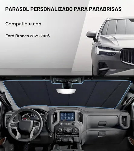 Vista 2 de Pigenius Parasol para Ford Bronco 2021-2025 Parasol de Parabrisas - Protector Gris